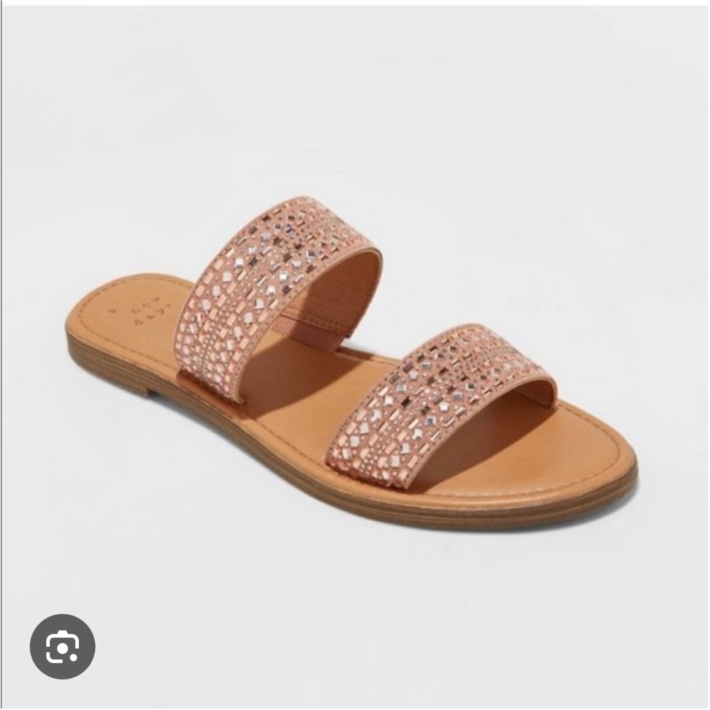 A New Day Women's Kersha Embellished Beige and Rose Gold Sandals